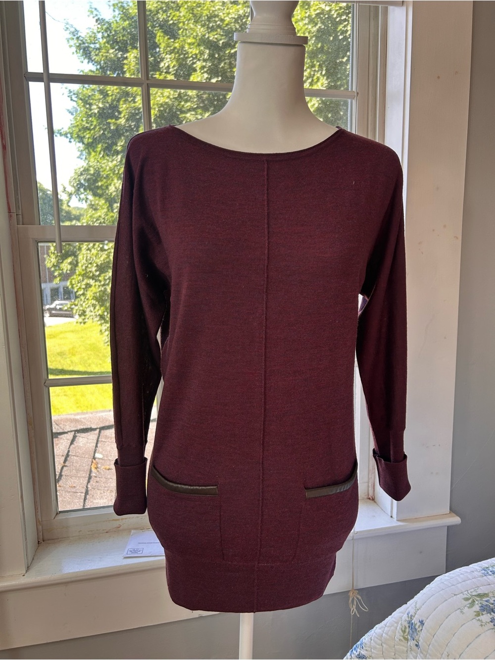 Club Monaco Burgundy Knit Tunic Top